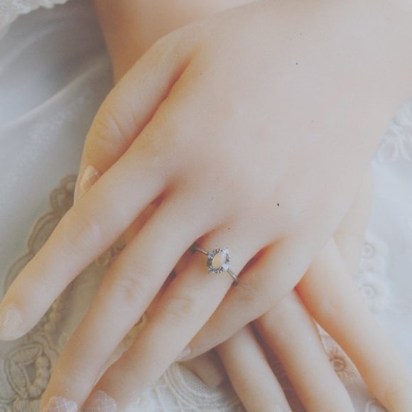 Sterling Silver Genuine Opal Ring for Her Natural Gemstone Ring Adjustable - Picture 5 of 7